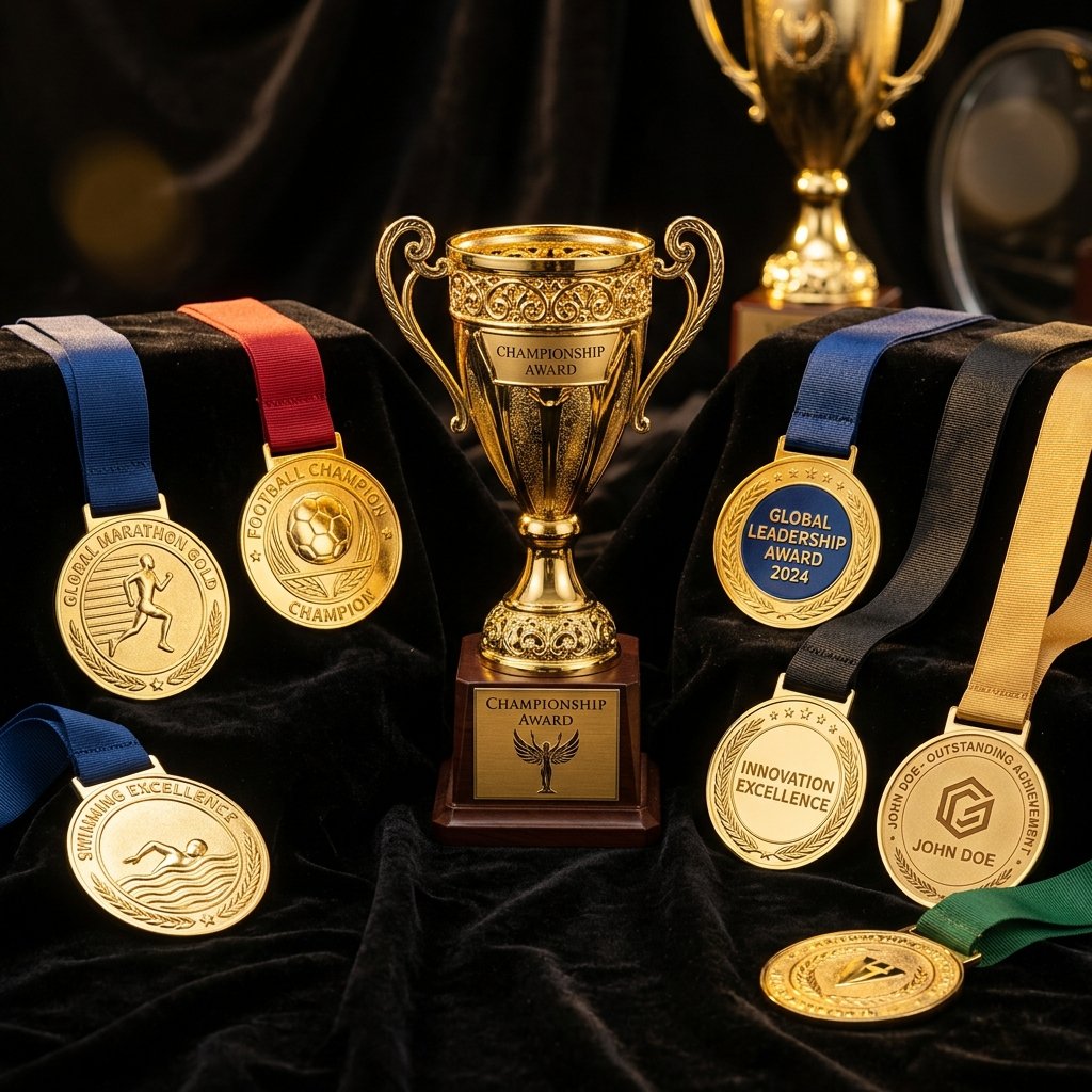 Custom gold medals and corporate awards manufactured by Ishan Industries